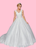 LA Merchandise LADK438 A-line Cut Out Back Bridal Dress With Train - IVORY - Dresses LA Merchandise