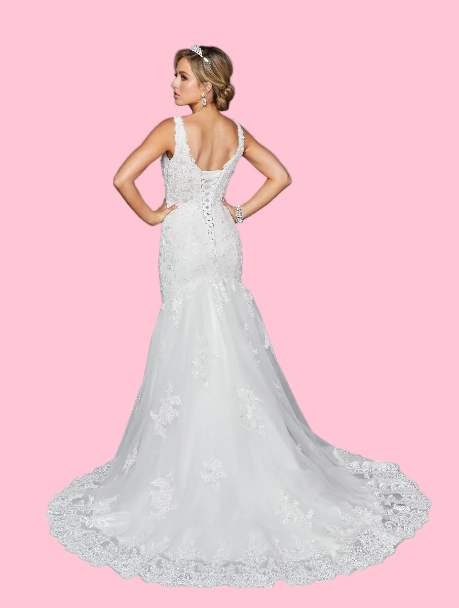 LA Merchandise LADK439 Corset Back Wedding Embroidered Bridal Dress - - Dresses LA Merchandise