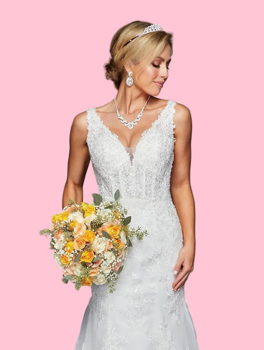 LA Merchandise LADK439 Corset Back Wedding Embroidered Bridal Dress - - Dresses LA Merchandise