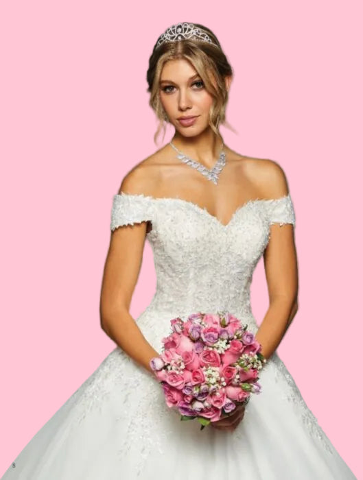 LA Merchandise LADK458 Off Shoulder Wedding Reception Ball Gown - - Dresses LA Merchandise