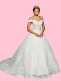 LA Merchandise LADK458 Off Shoulder Wedding Reception Ball Gown - IVORY - Dresses LA Merchandise