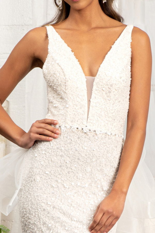 La Merchandise LAS3014 Bridal Mermaid V-Neck Wedding Dress - - Dresses LA Merchandise