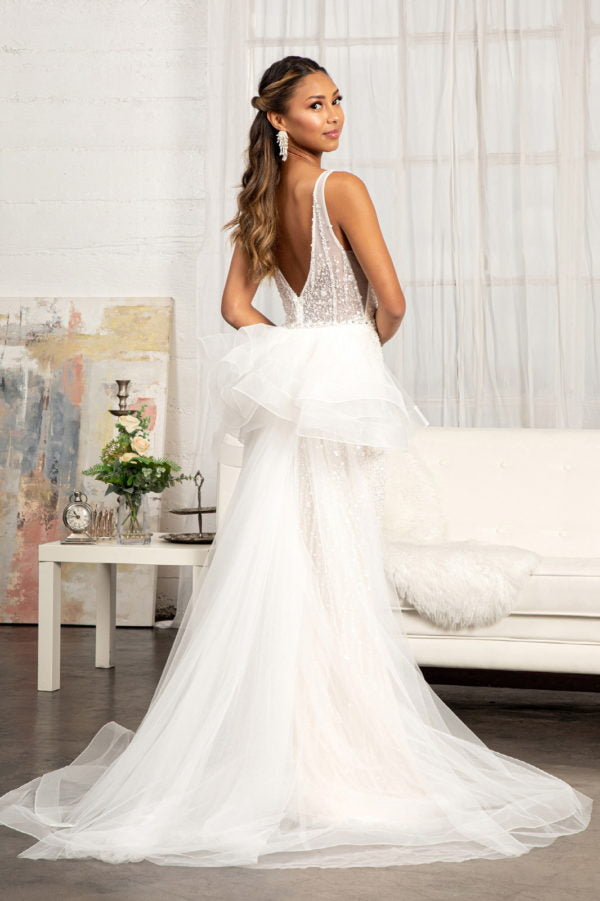 La Merchandise LAS3014 Bridal Mermaid V-Neck Wedding Dress - - Dresses LA Merchandise