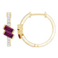 Rhodolite Garnet and Diamond Fine Fashion Hoop Earrings