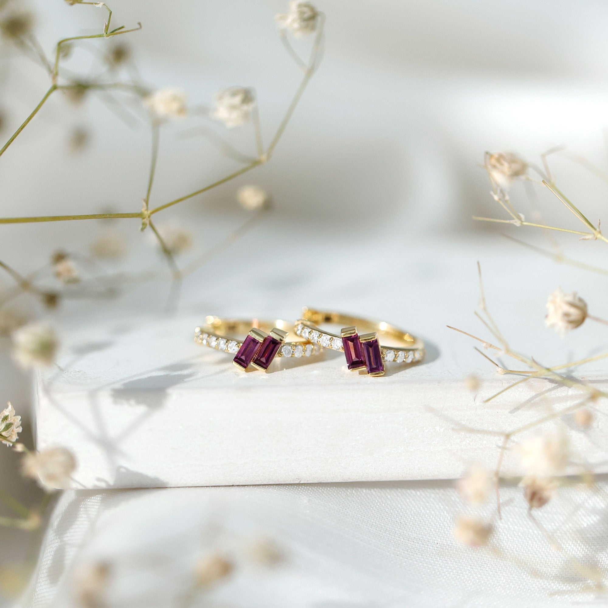 Rhodolite Garnet and Diamond Fine Fashion Hoop Earrings