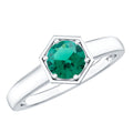 Certified 0.8 Carat Lab Created Emerald Solitaire Ring