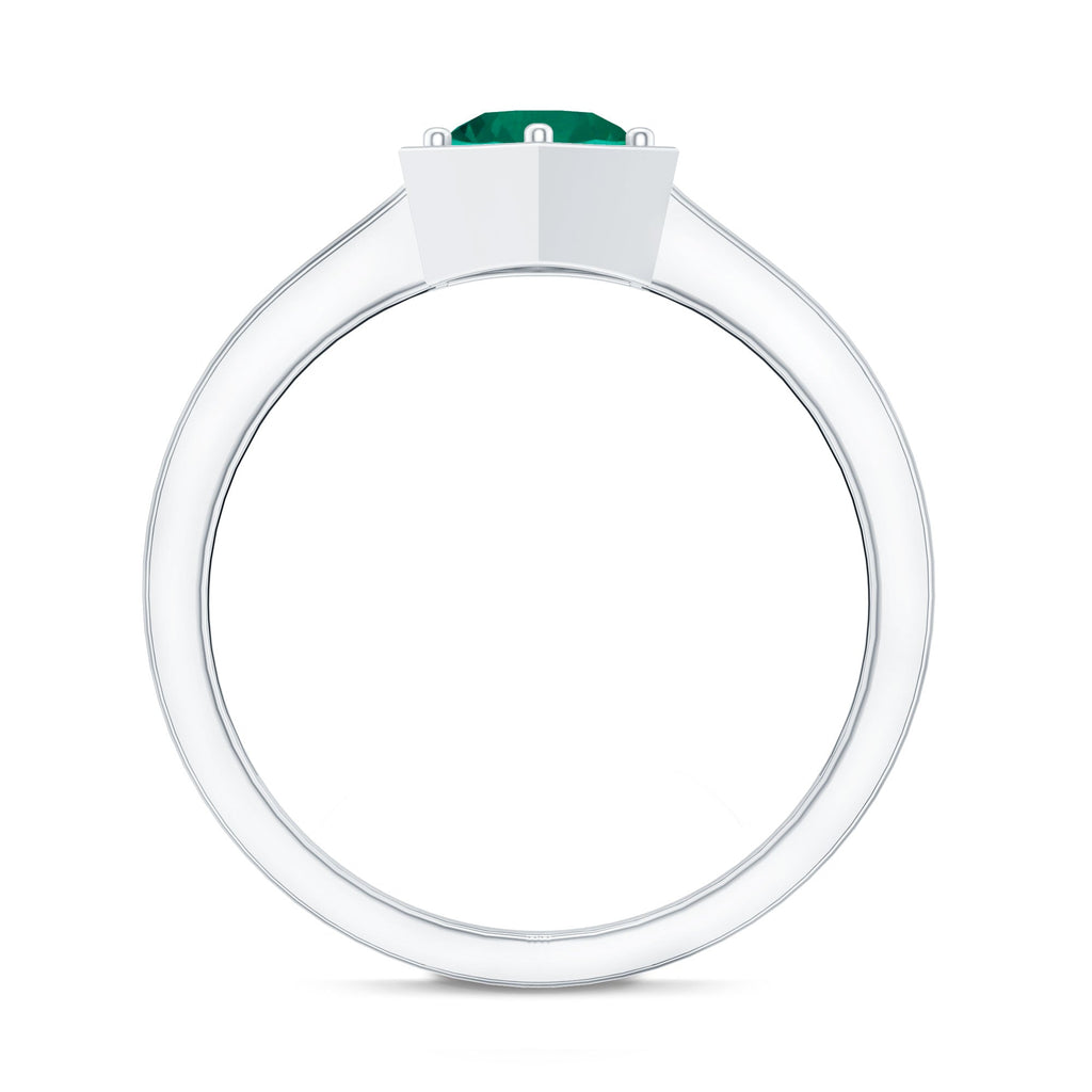 Certified 0.8 Carat Lab Created Emerald Solitaire Ring