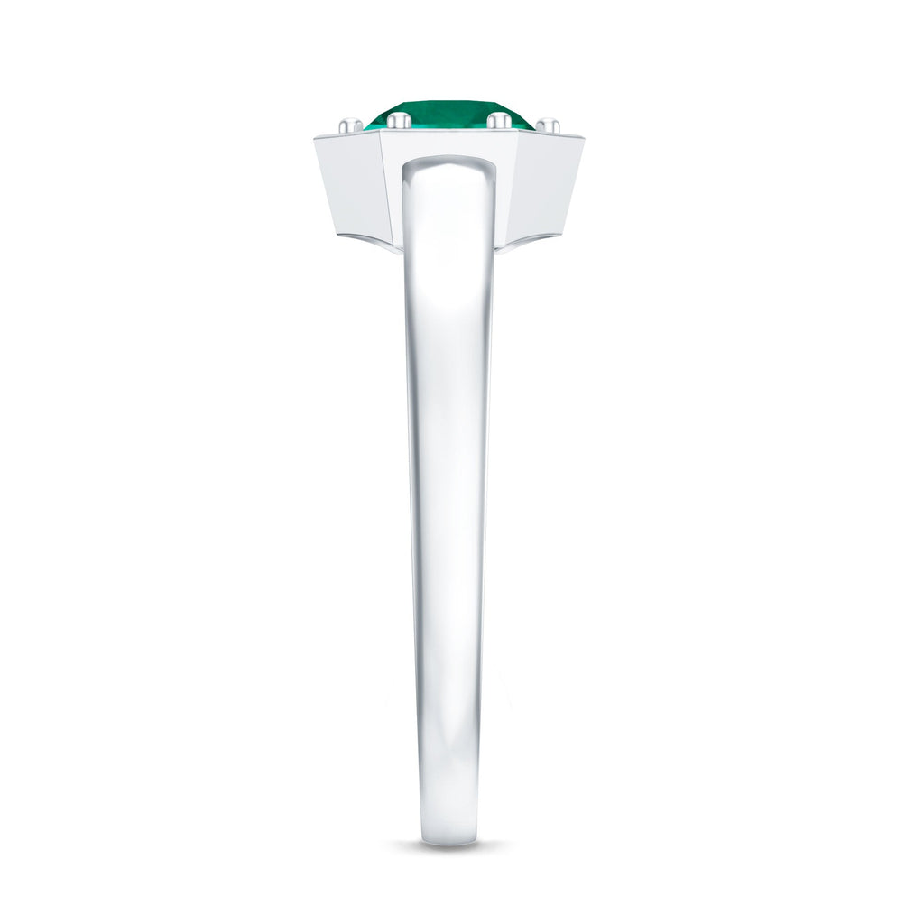 Certified 0.8 Carat Lab Created Emerald Solitaire Ring