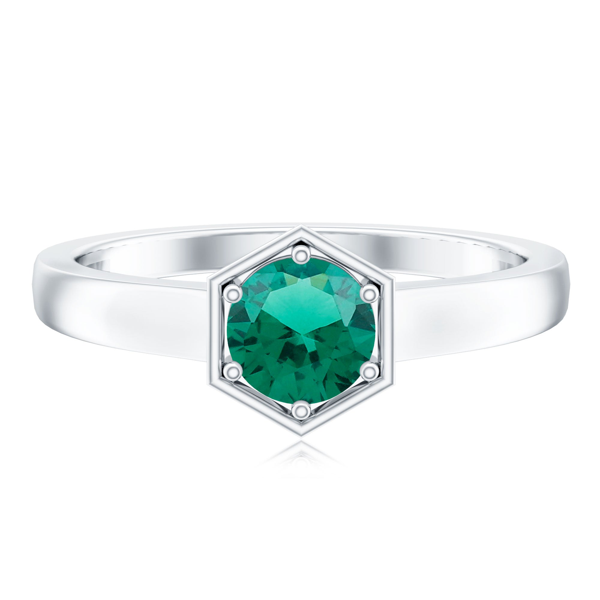 Certified 0.8 Carat Lab Created Emerald Solitaire Ring