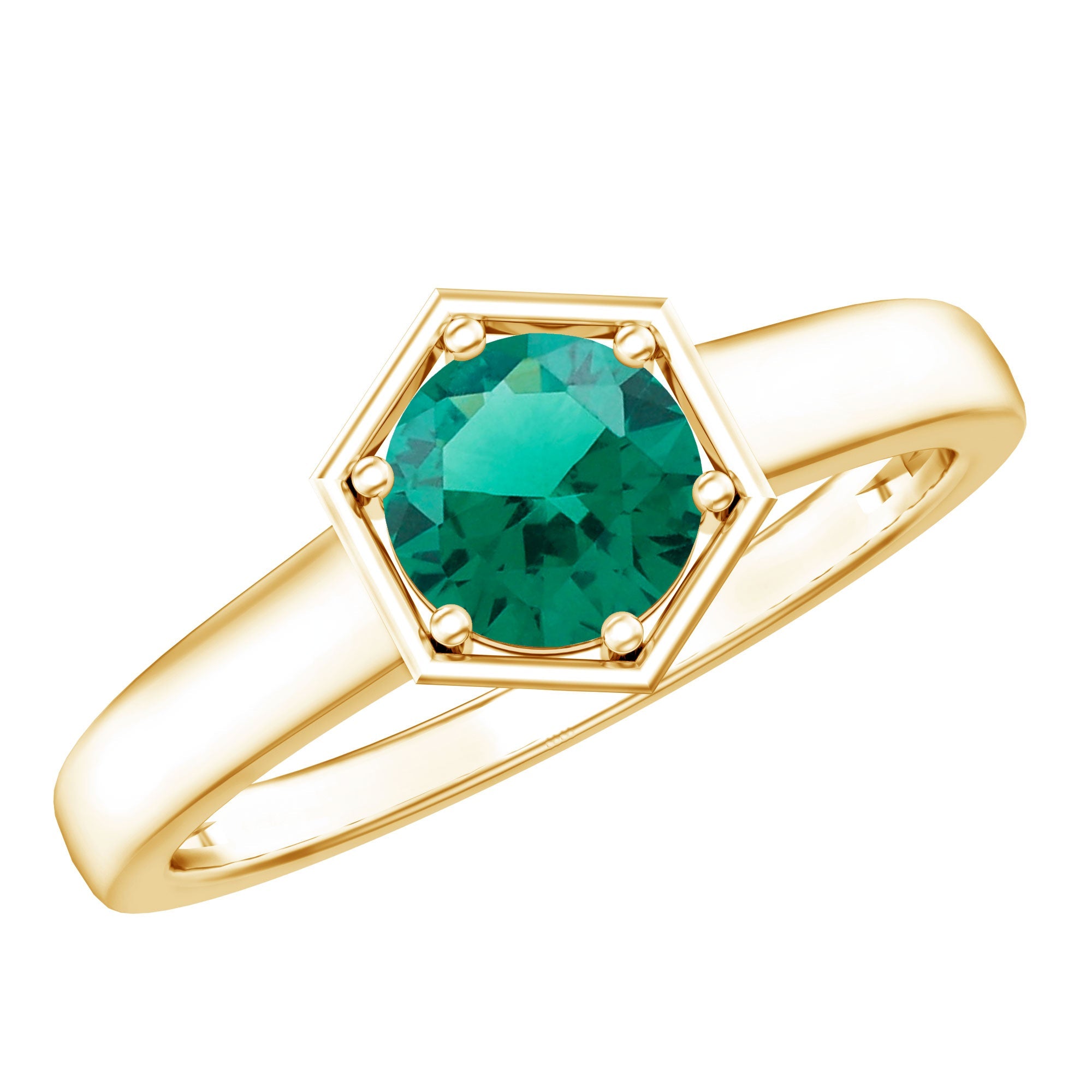 Certified 0.8 Carat Lab Created Emerald Solitaire Ring