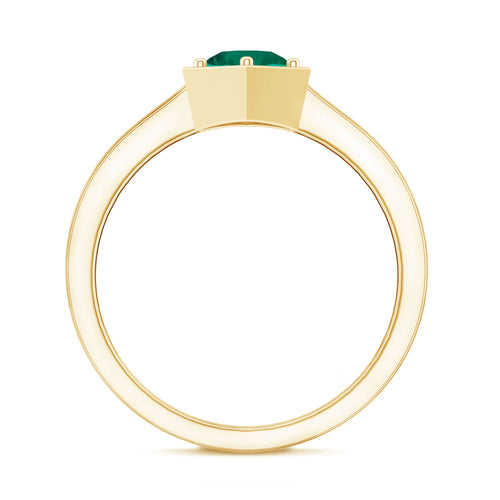 Certified 0.8 Carat Lab Created Emerald Solitaire Ring