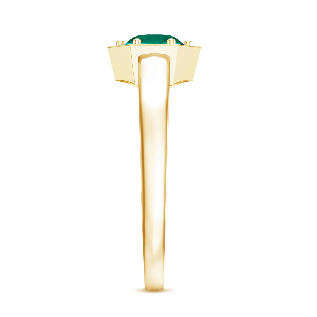 Certified 0.8 Carat Lab Created Emerald Solitaire Ring