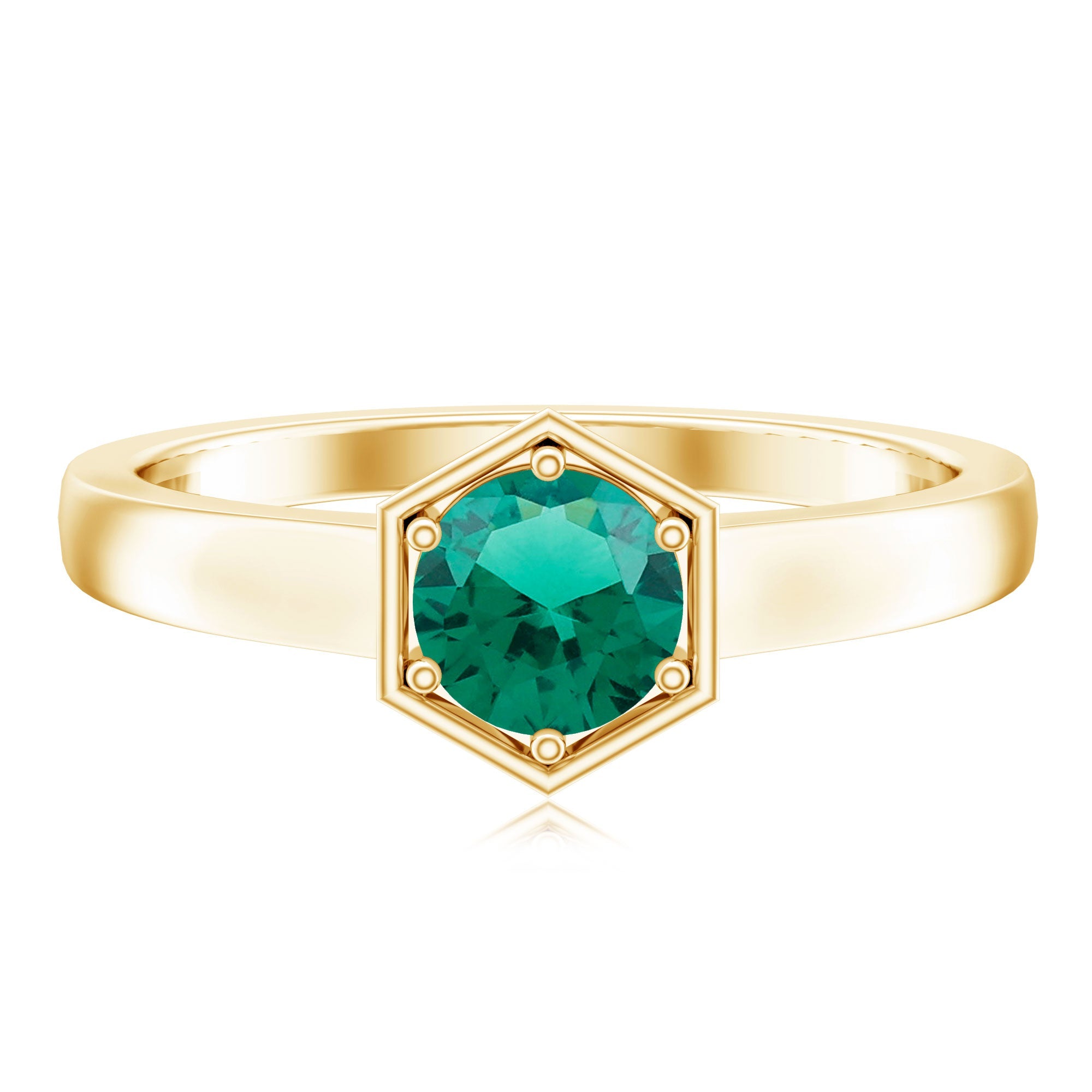Certified 0.8 Carat Lab Created Emerald Solitaire Ring