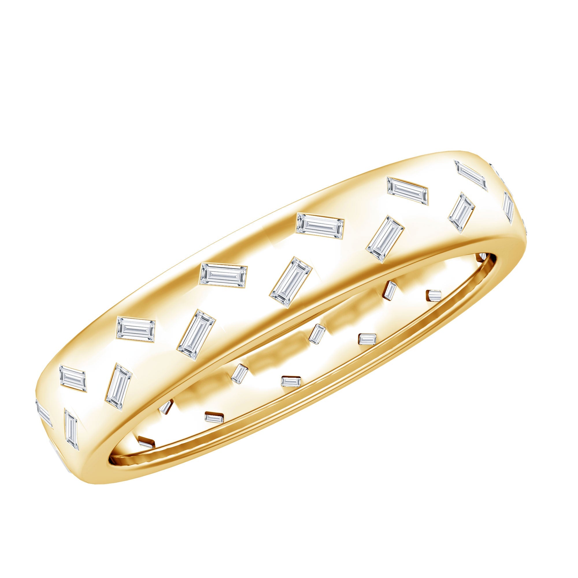 Baguette Cut Lab Grown Diamond Wedding Band With Certificate