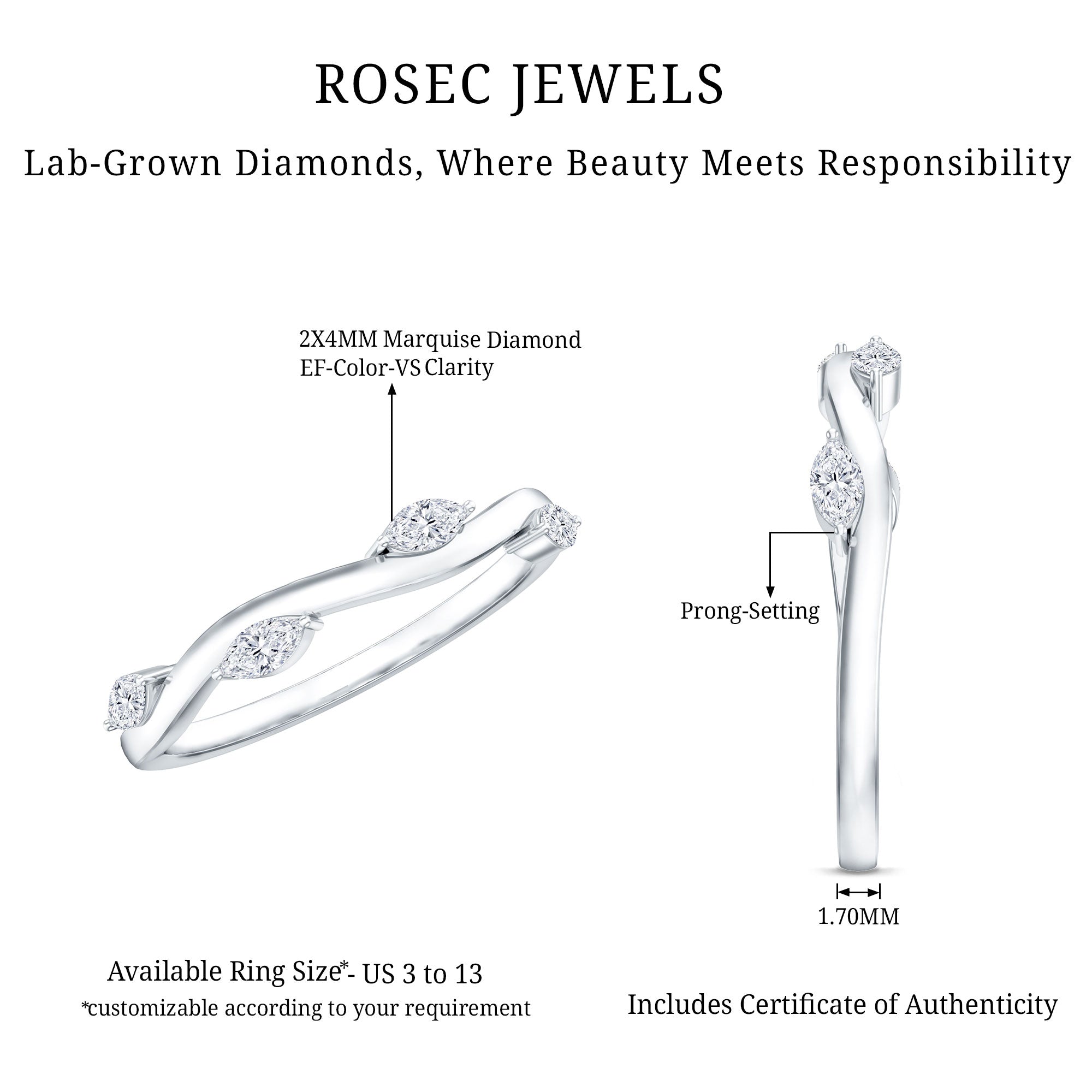 Marquise Cut Lab Grown Diamond Ring