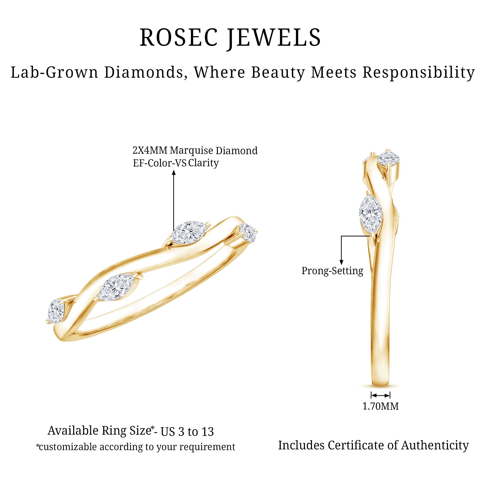 Marquise Cut Lab Grown Diamond Ring