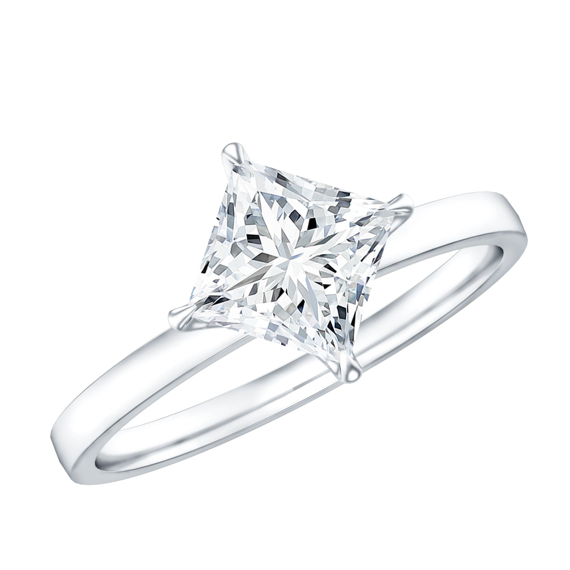 1.25 CT Princess Cut Lab Grown Diamond Solitaire Ring