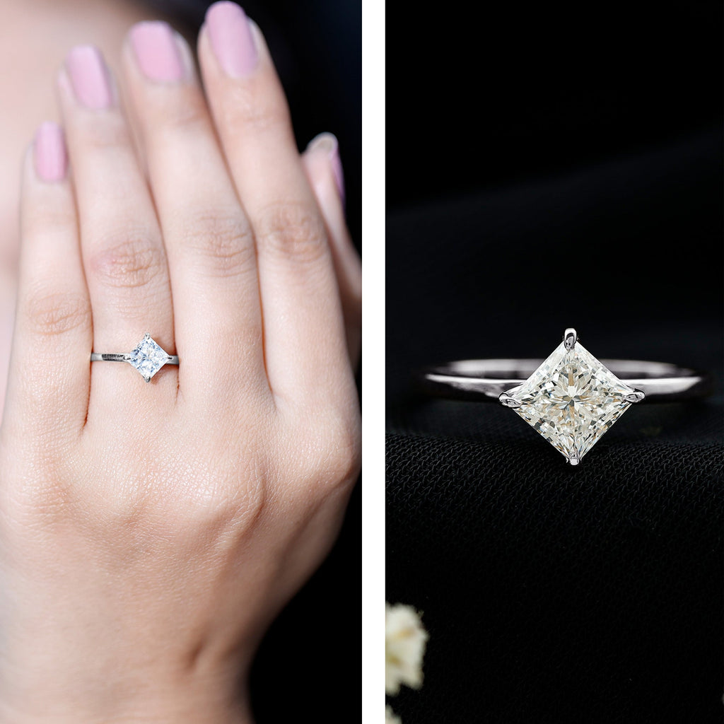 1.25 CT Princess Cut Lab Grown Diamond Solitaire Ring