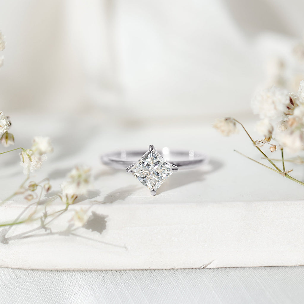1.25 CT Princess Cut Lab Grown Diamond Solitaire Ring