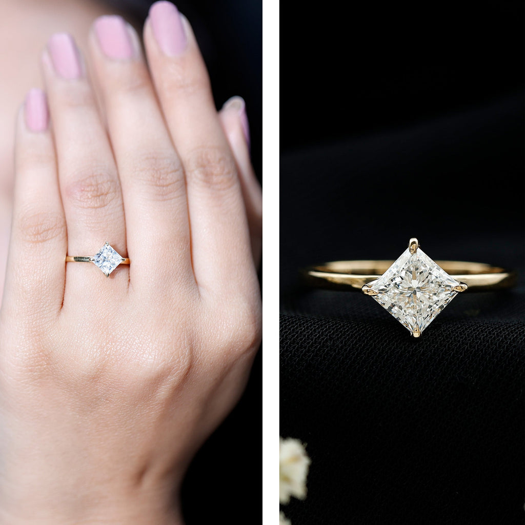 1.25 CT Princess Cut Lab Grown Diamond Solitaire Ring
