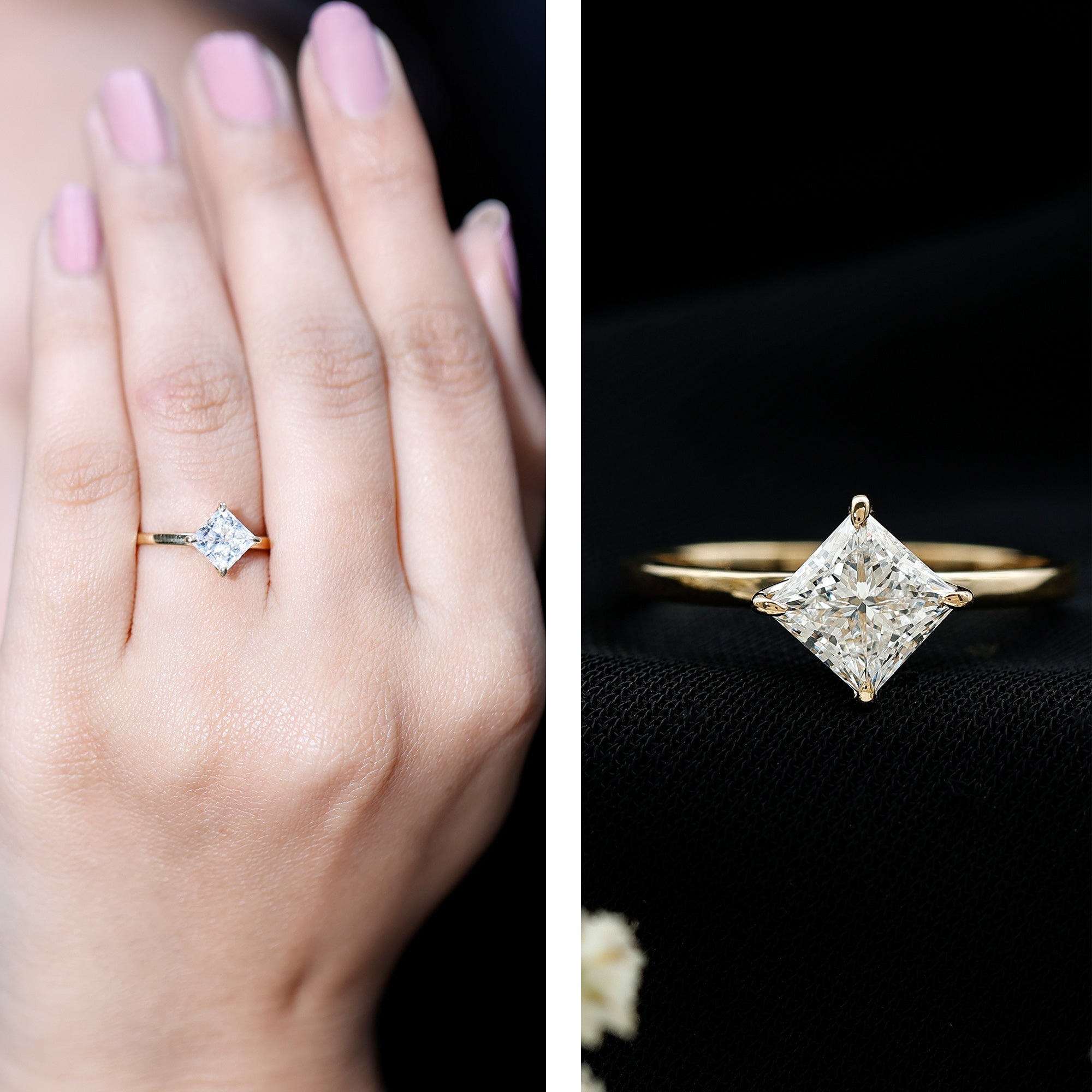 1.25 CT Princess Cut Lab Grown Diamond Solitaire Ring