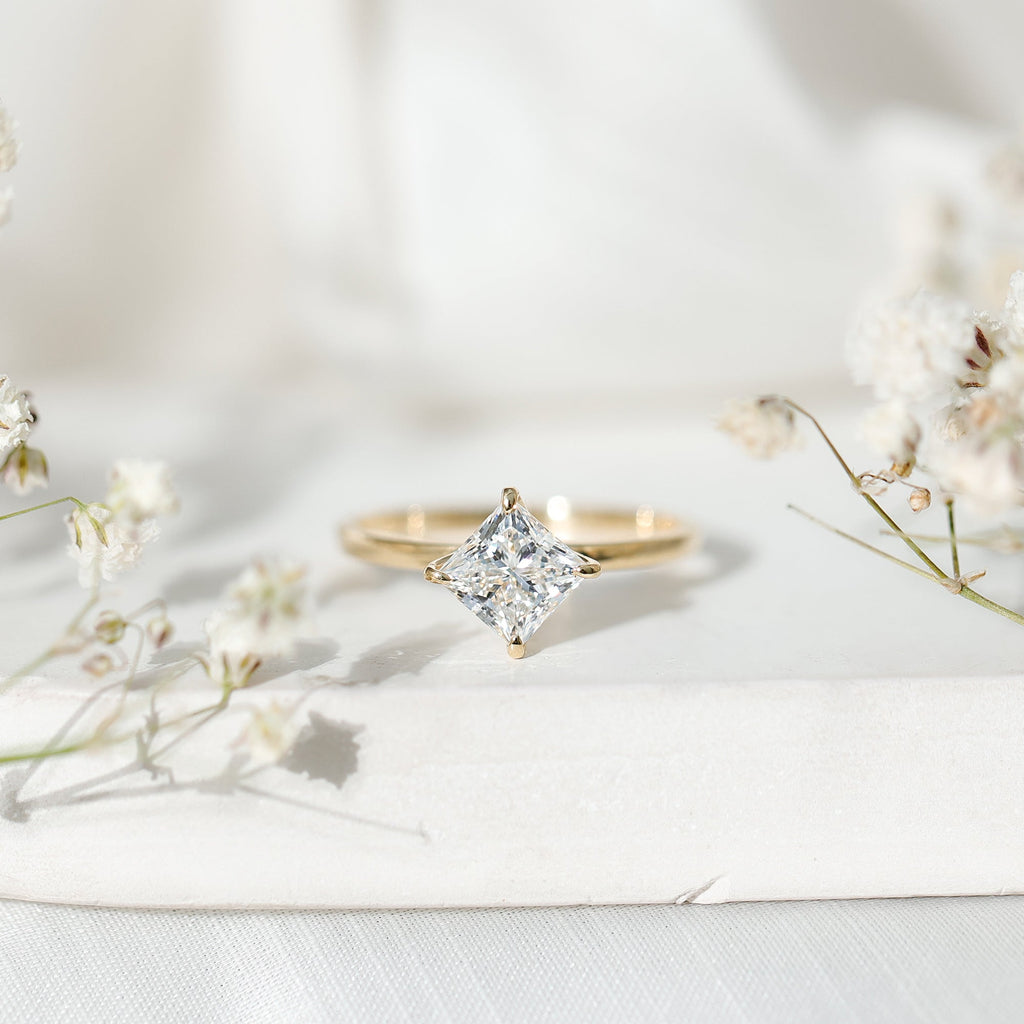 1.25 CT Princess Cut Lab Grown Diamond Solitaire Ring