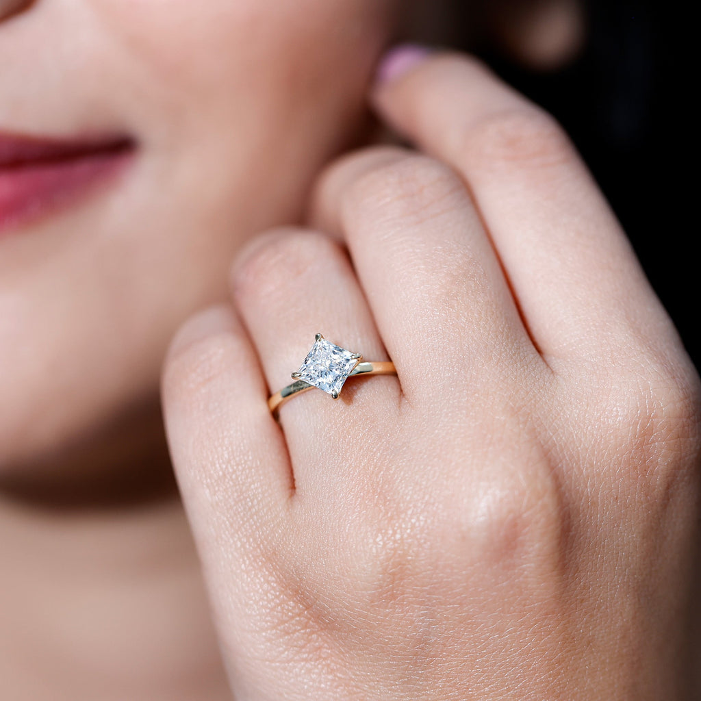 1.25 CT Princess Cut Lab Grown Diamond Solitaire Ring