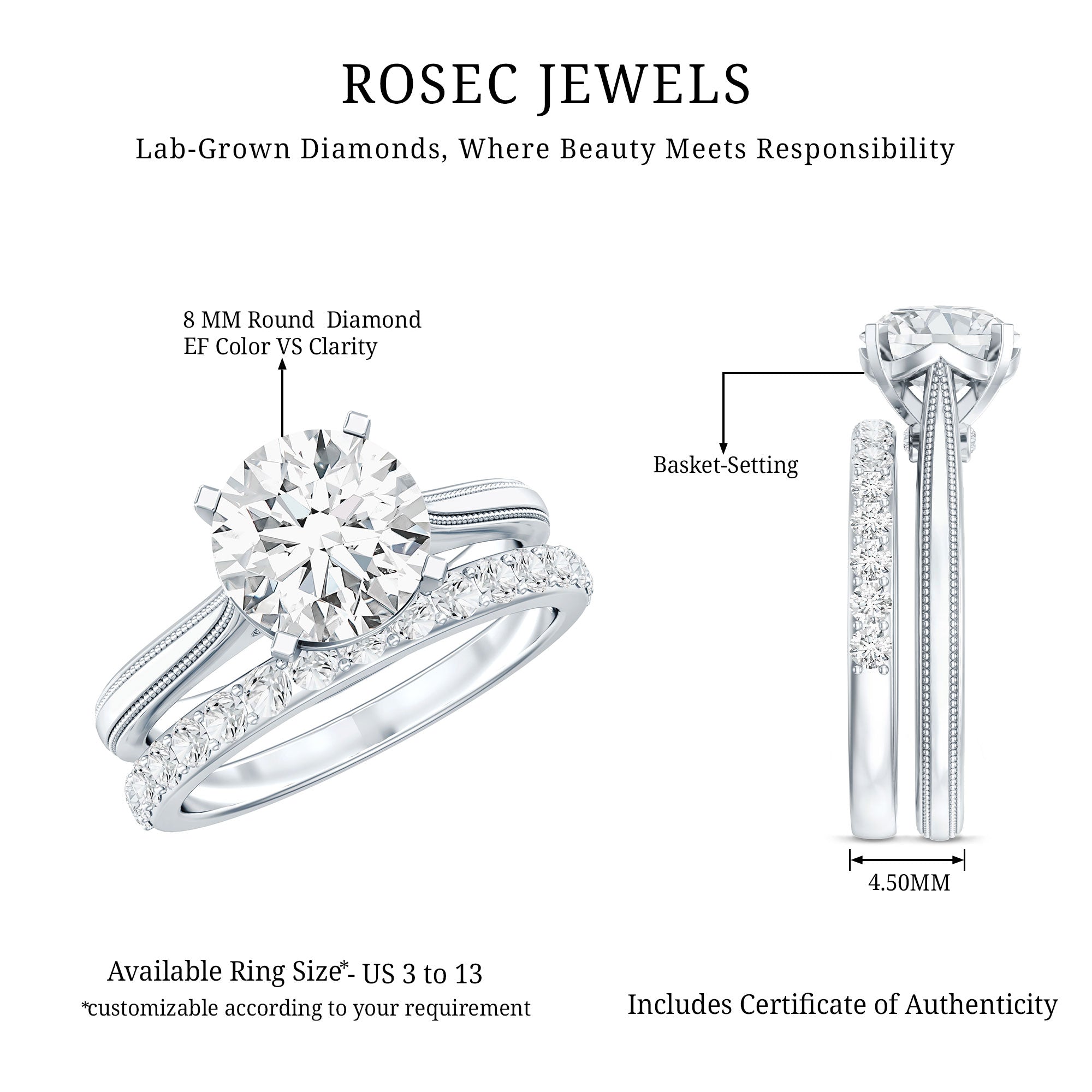 Certified 2 Carat Diamond Solitaire Engagement Ring With Ring Guard