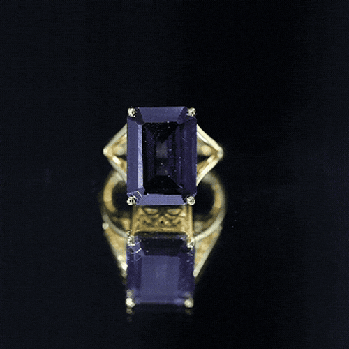 Certified 9 Carat Emerald Cut Lab Grown Amethyst Fine Fashion Ring
