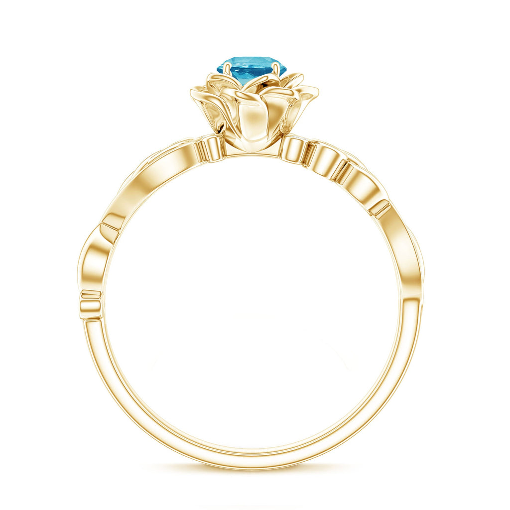 Natural Swiss Blue Topaz Flower Fine Fashion Ring