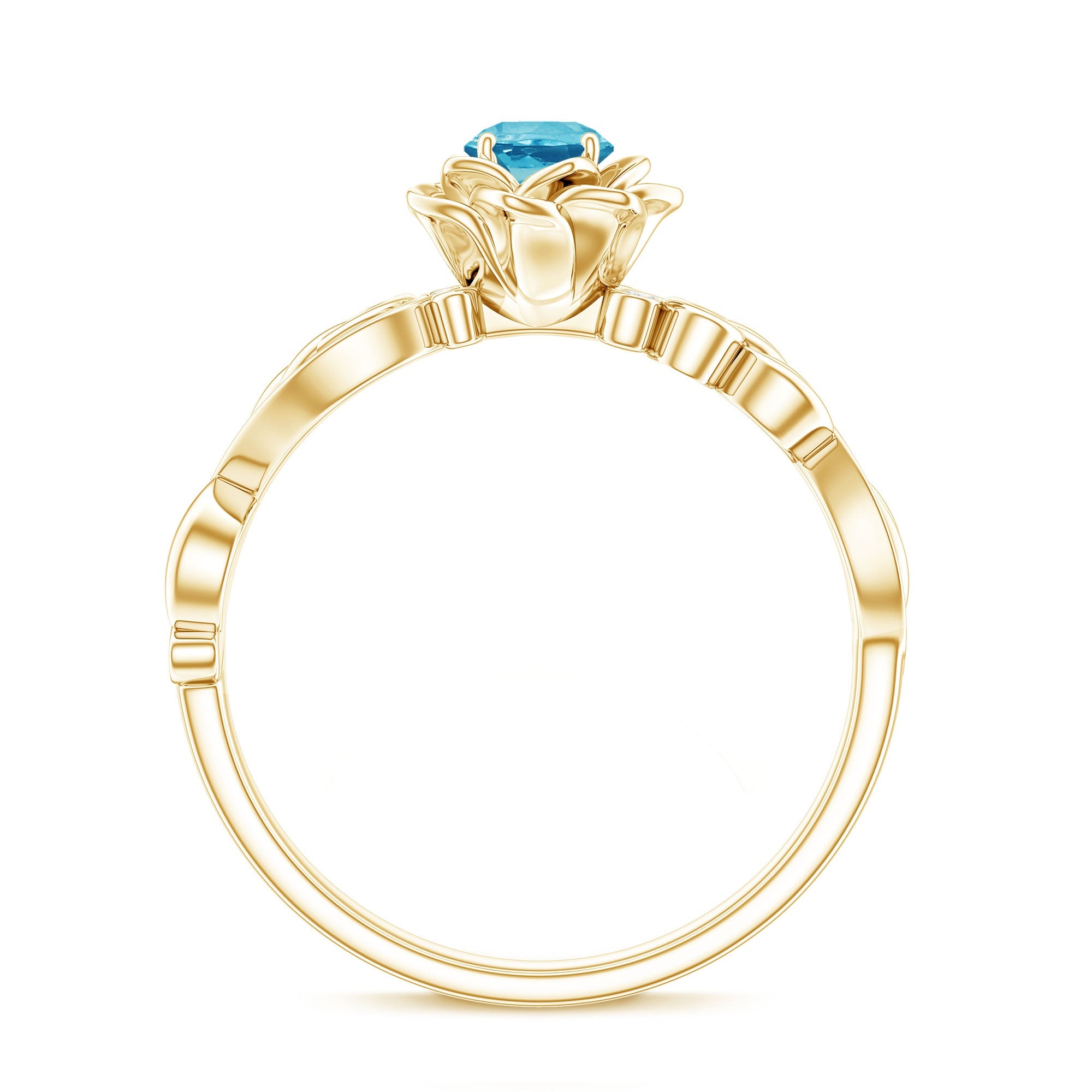 Natural Swiss Blue Topaz Flower Fine Fashion Ring