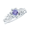 Certified Tanzanite and Diamond Flower Fine Fashion Ring in Silver