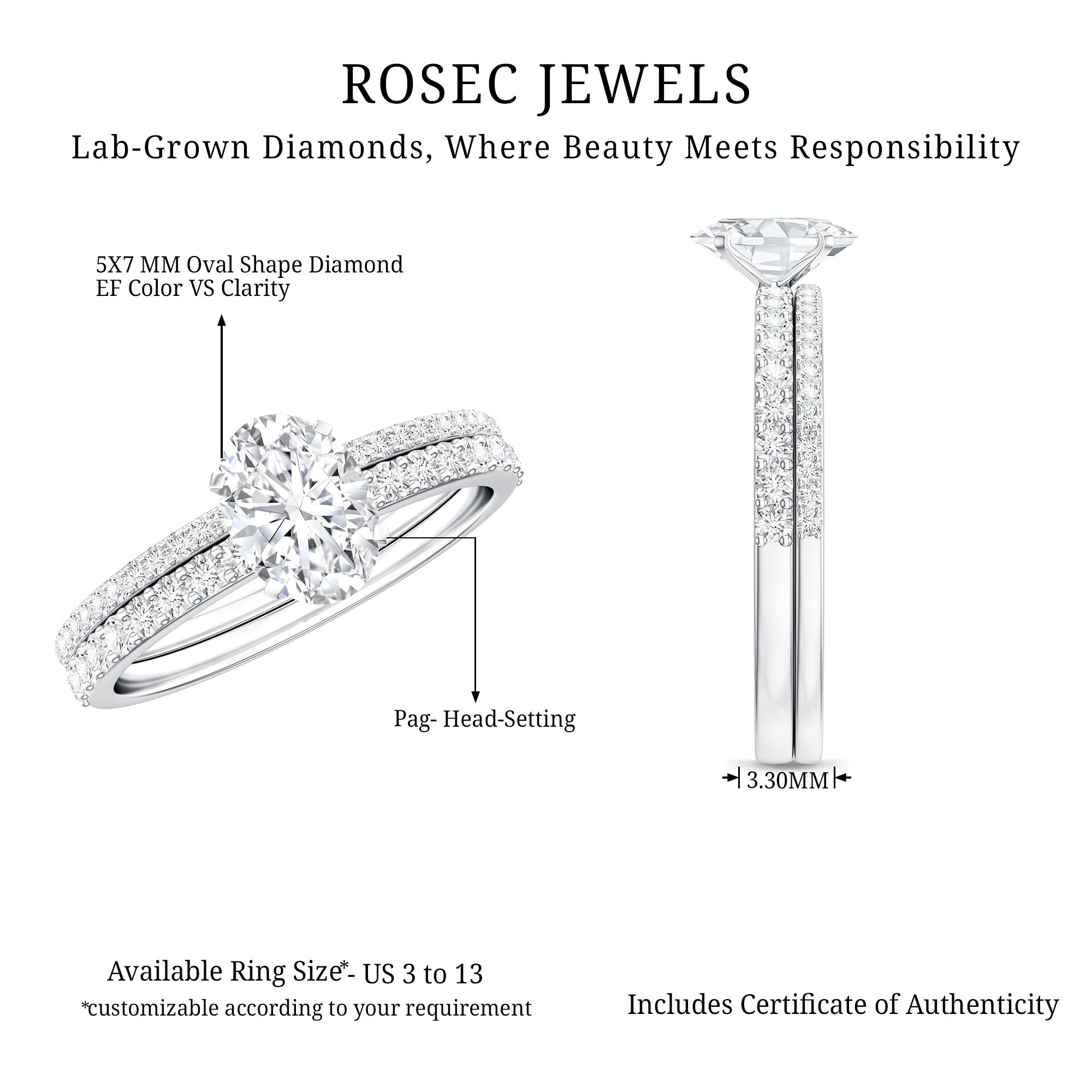 Lab Grown Diamond Simple Bridal Ring Sets