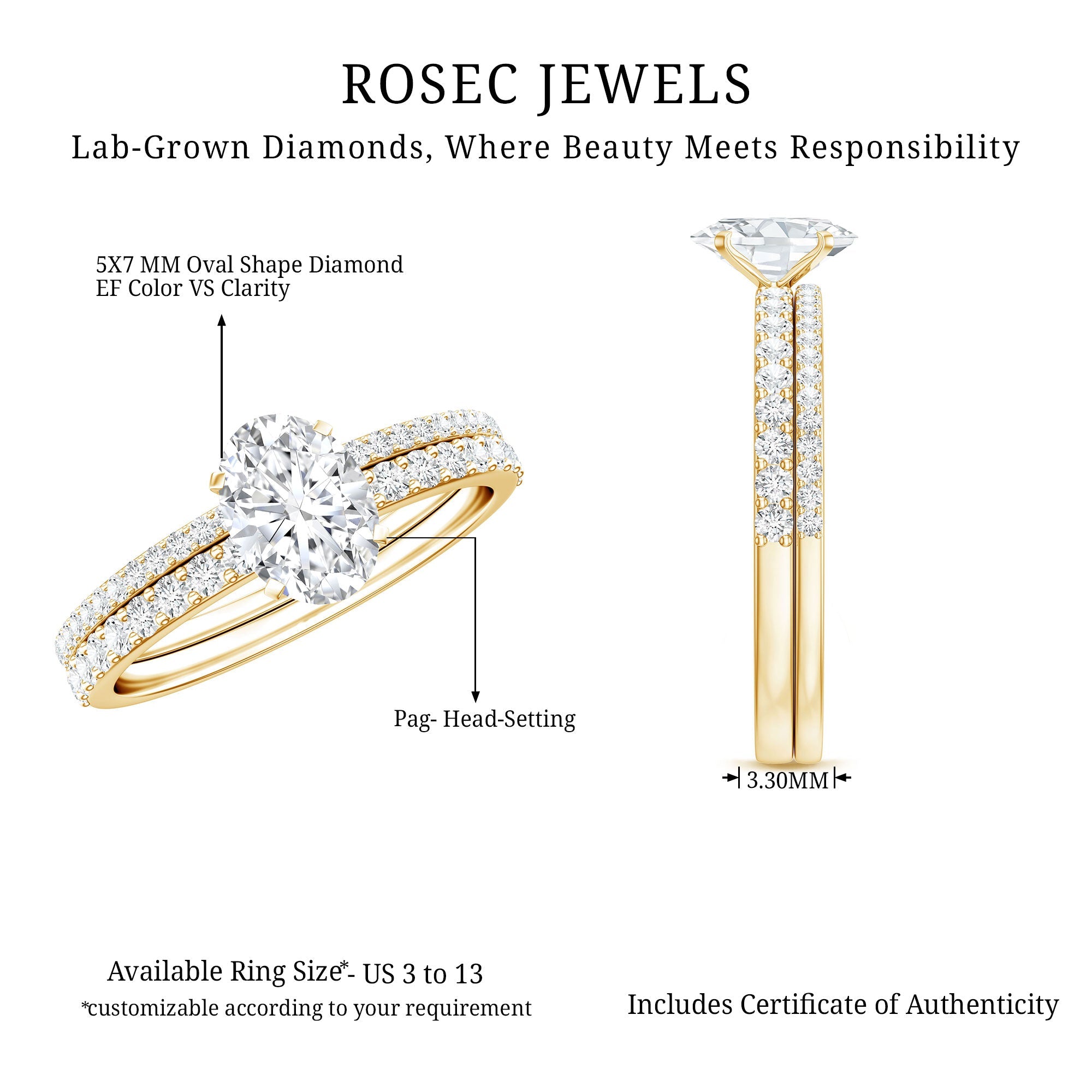 Lab Grown Diamond Simple Bridal Ring Sets