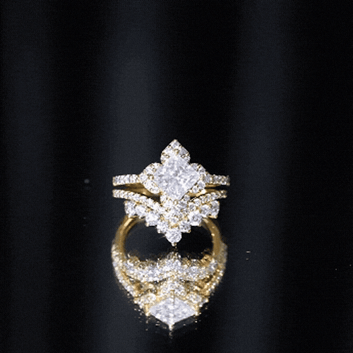 6 MM Princess Cut Lab Grown Diamond Designer Bridal Ring Set