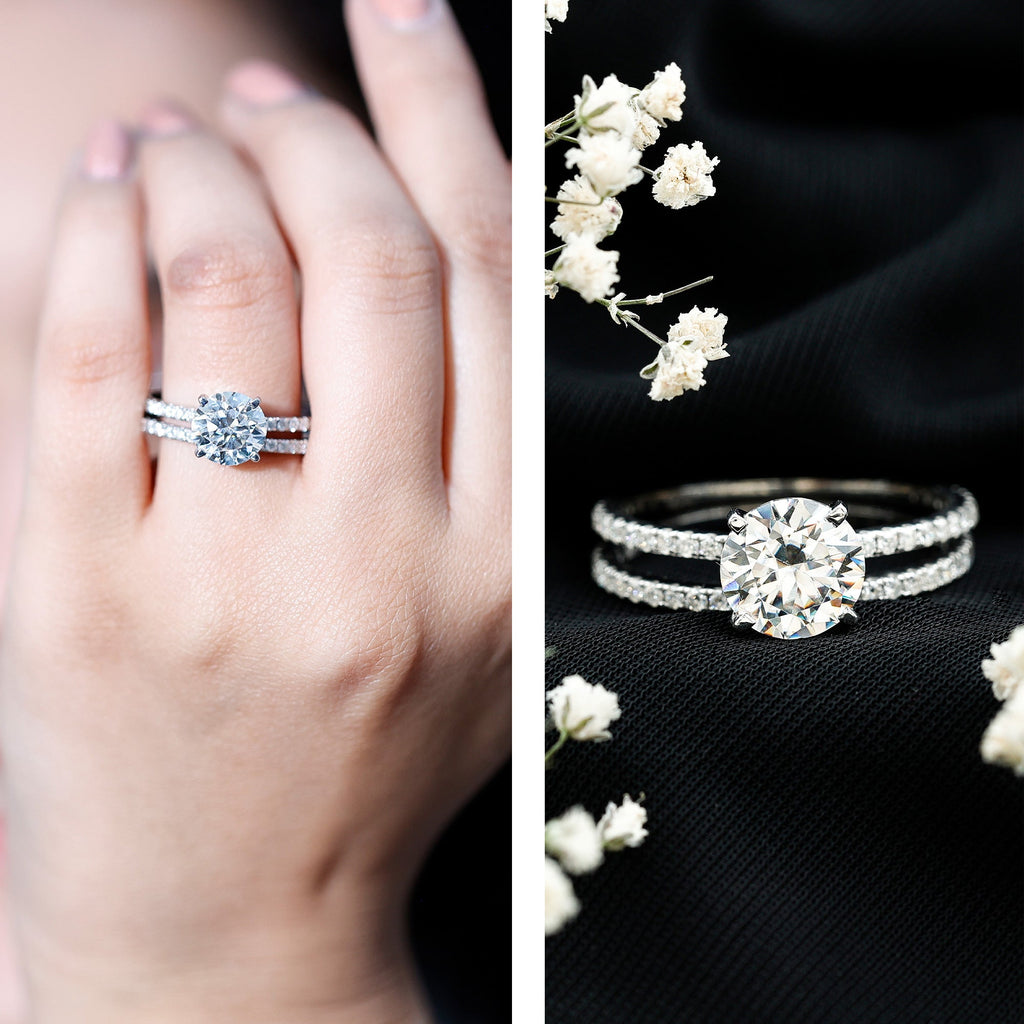 Lab Grown Diamond Wedding Ring Set with Certificate