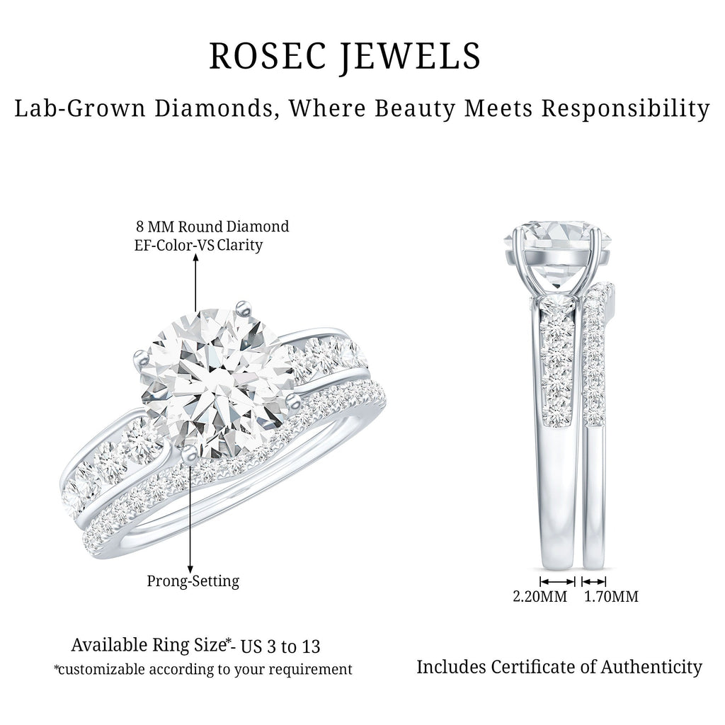 Certified Lab Diamond 8 MM Round Engagement Ring with Enhancer