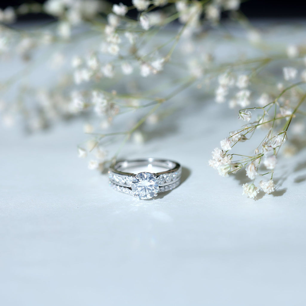 Certified Lab Diamond 8 MM Round Engagement Ring with Enhancer