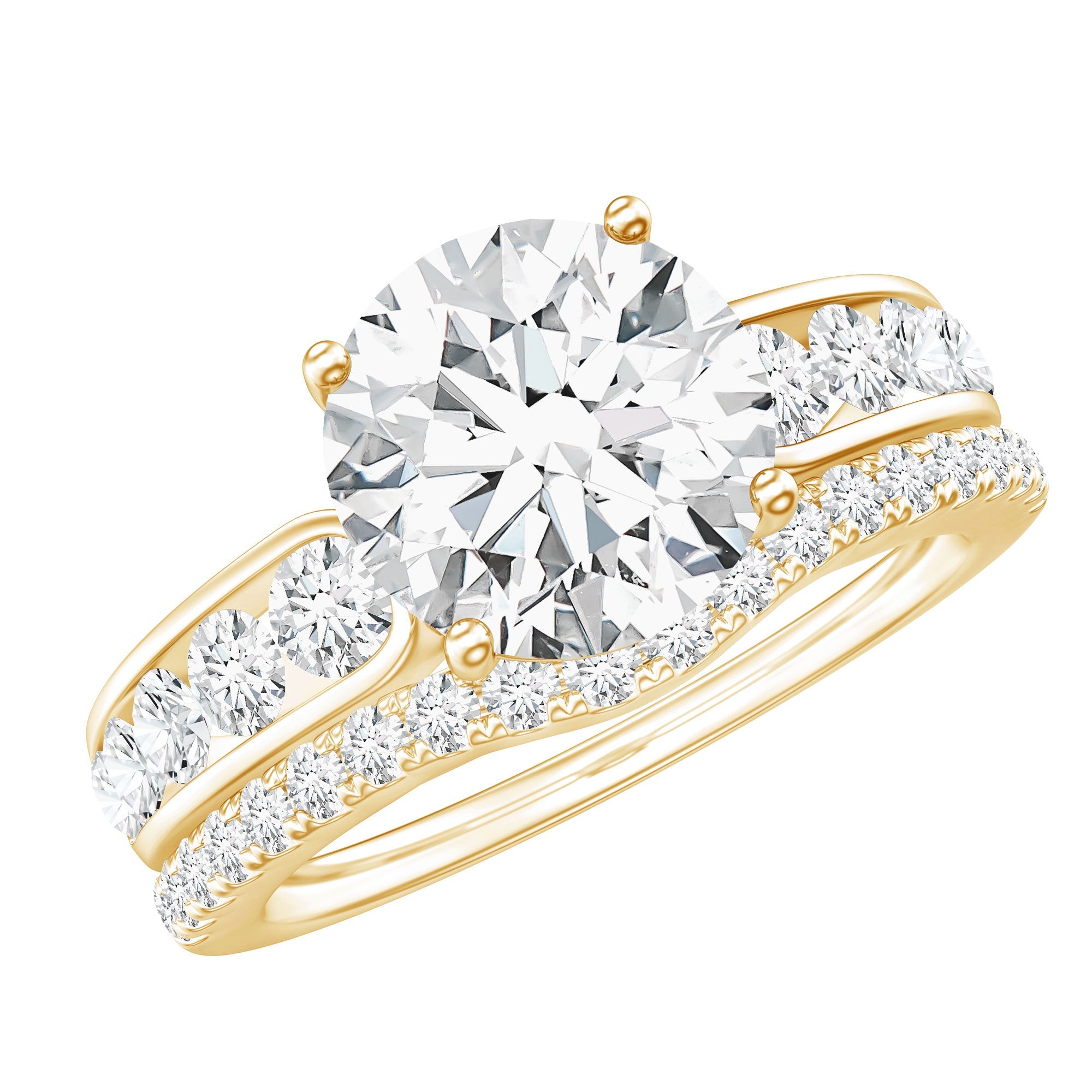 Certified Lab Diamond 8 MM Round Engagement Ring with Enhancer