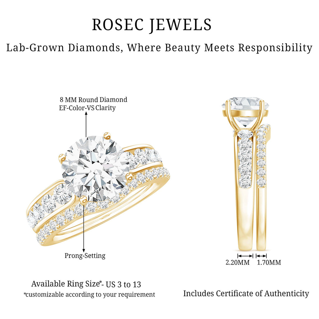 Certified Lab Diamond 8 MM Round Engagement Ring with Enhancer