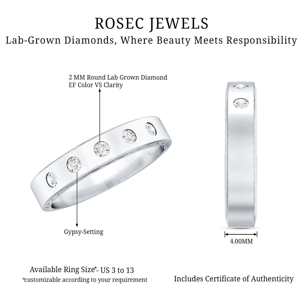 Lab Grown Diamond Wedding Ring for Men With Gypsy Setting