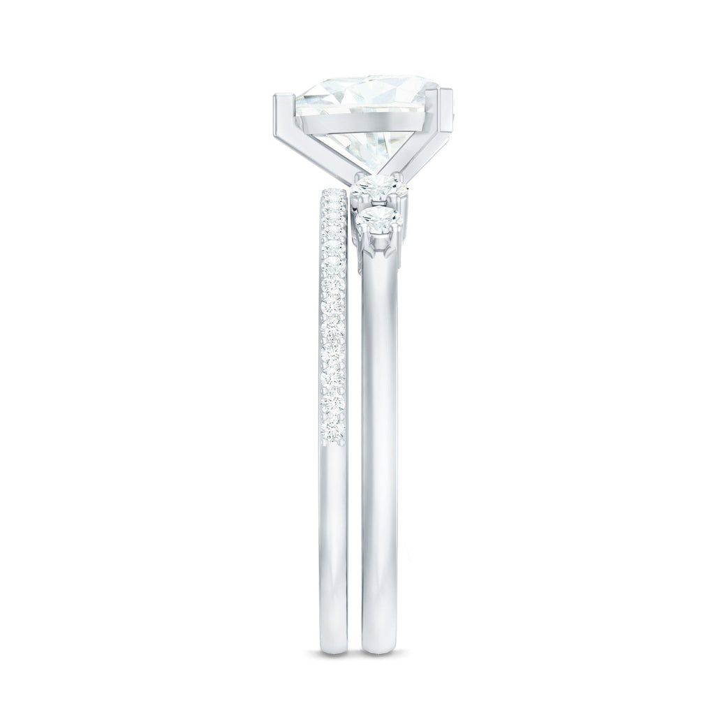 Certified Lab Grown Diamond 7MM Heart Bridal Ring Set