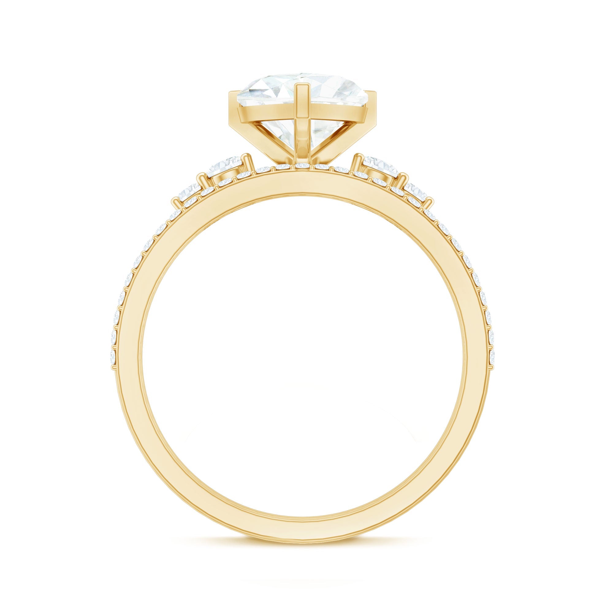 Certified Lab Grown Diamond 7MM Heart Bridal Ring Set