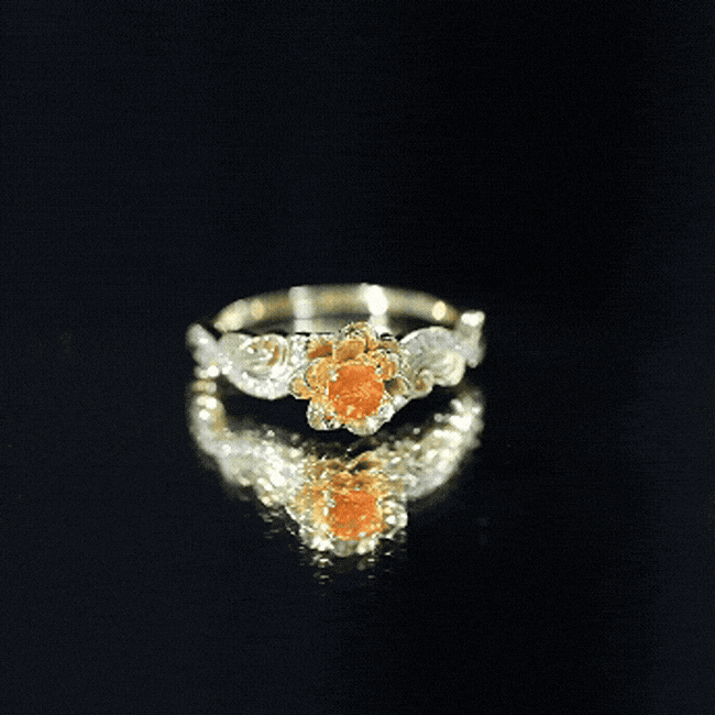 Genuine Citrine Rose Fine Fashion Ring with Lab Grown Diamonds