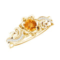 Genuine Citrine Rose Fine Fashion Ring with Lab Grown Diamonds
