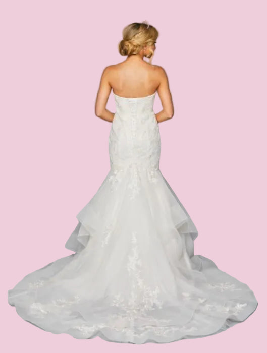 La Merchandise LADK445 Strapless Wholesale Lace Wedding Dress W/ Train - - LA Merchandise