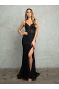 Eva USA 5260 Long Formal Fitted Evening Prom Dress - Black / XS - Prom Dresses